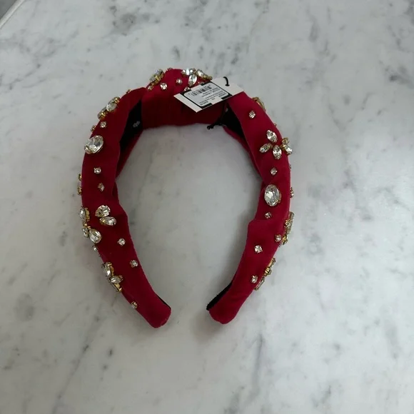 Lele sadoughi Floral cluster Swarovski headband in crimson display picture 2